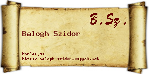 Balogh Szidor névjegykártya